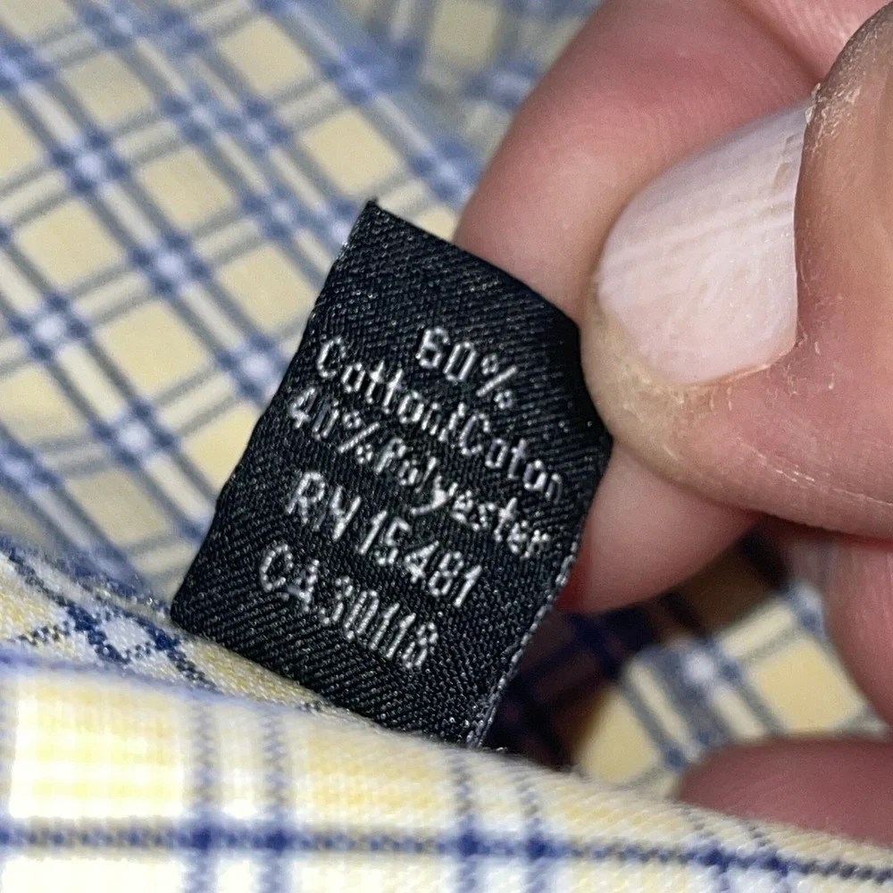 Us Polo Assn Shirt Mens L Plaid Casual Yellow Blue Button Up LS‎ Pocket Logo